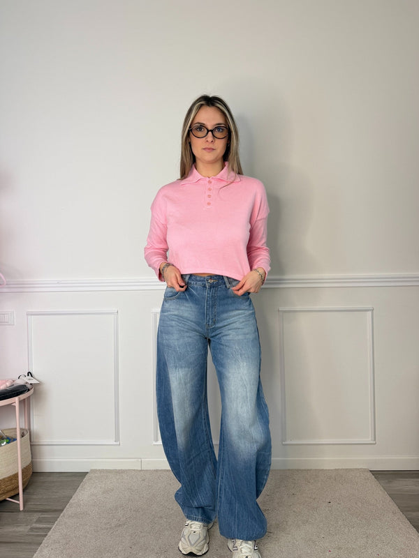 Polo morbida crop a maniche lunghe - Follie by Alice