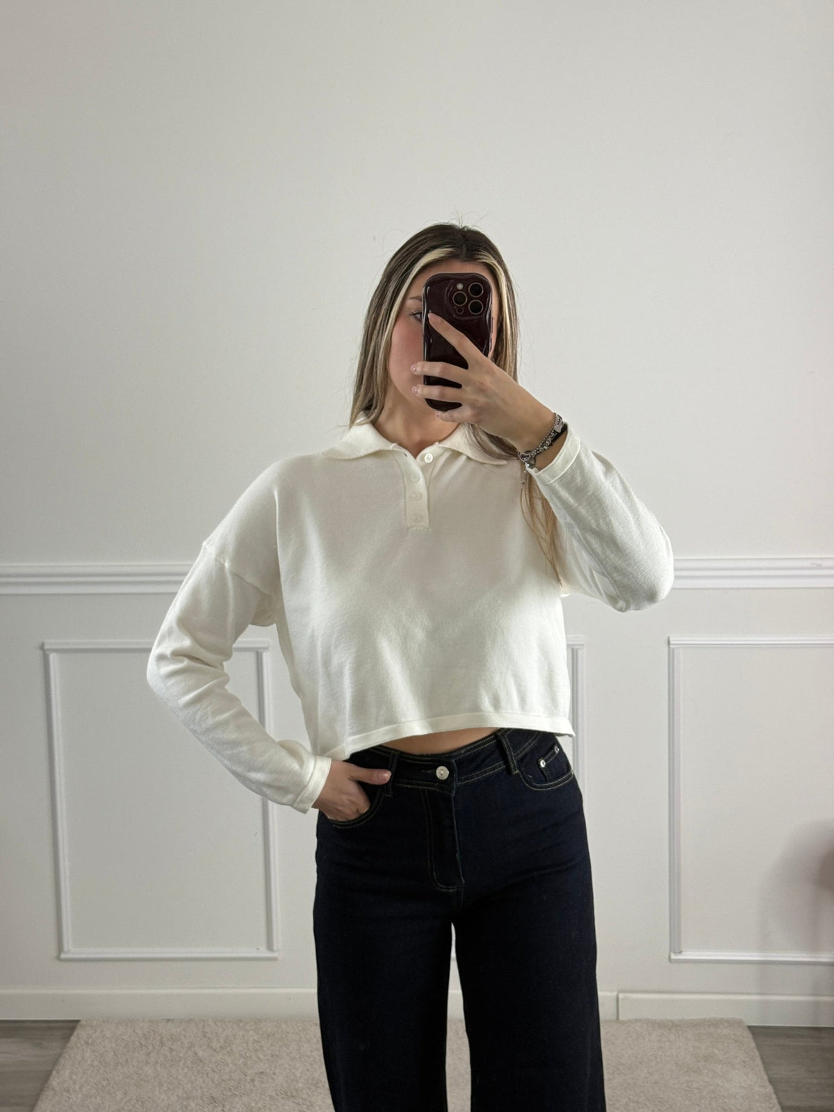 Polo morbida crop a maniche lunghe - Follie by Alice