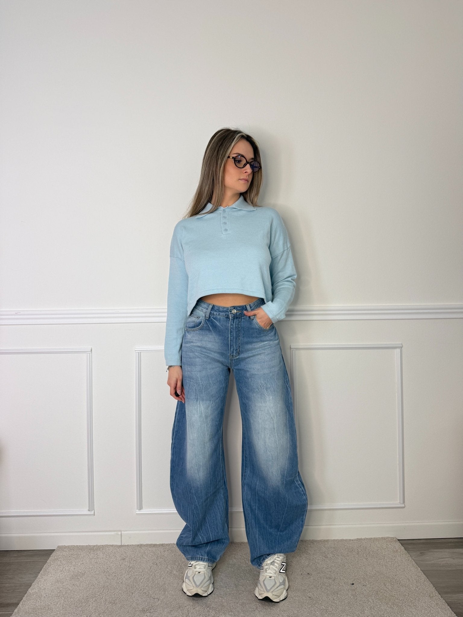 Polo morbida crop a maniche lunghe - Follie by Alice