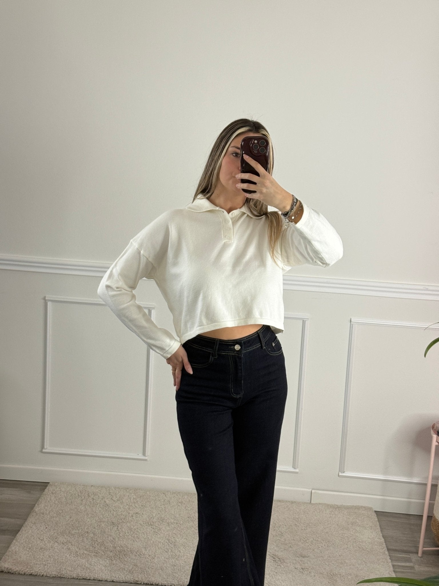 Polo morbida crop a maniche lunghe - Follie by Alice