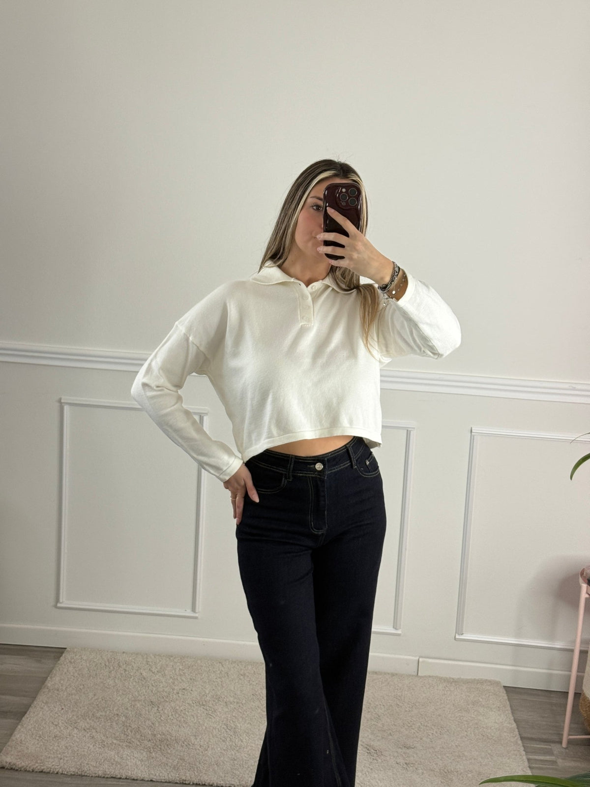 Polo morbida crop a maniche lunghe - Follie by Alice