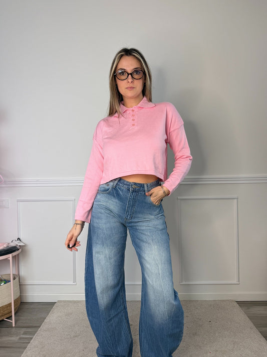 Polo morbida crop a maniche lunghe - Follie by Alice 1536
