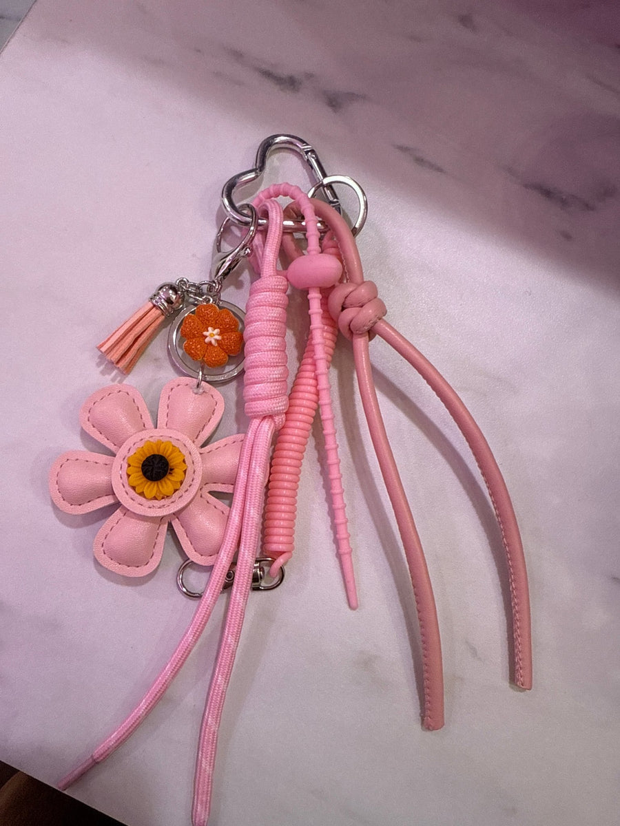 Portachiavi Charmix con fiore rosa