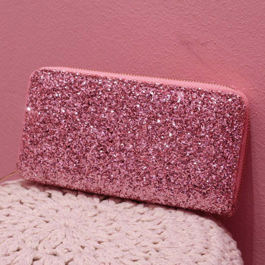 Portafoglio rosa con paillettes