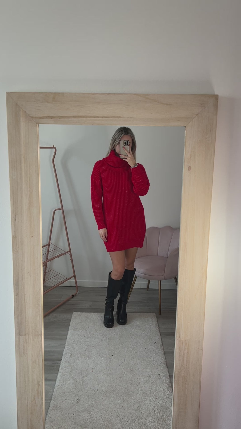 Maxi maglione vestito oversize a collo alto con brillanti - Follie by Alice