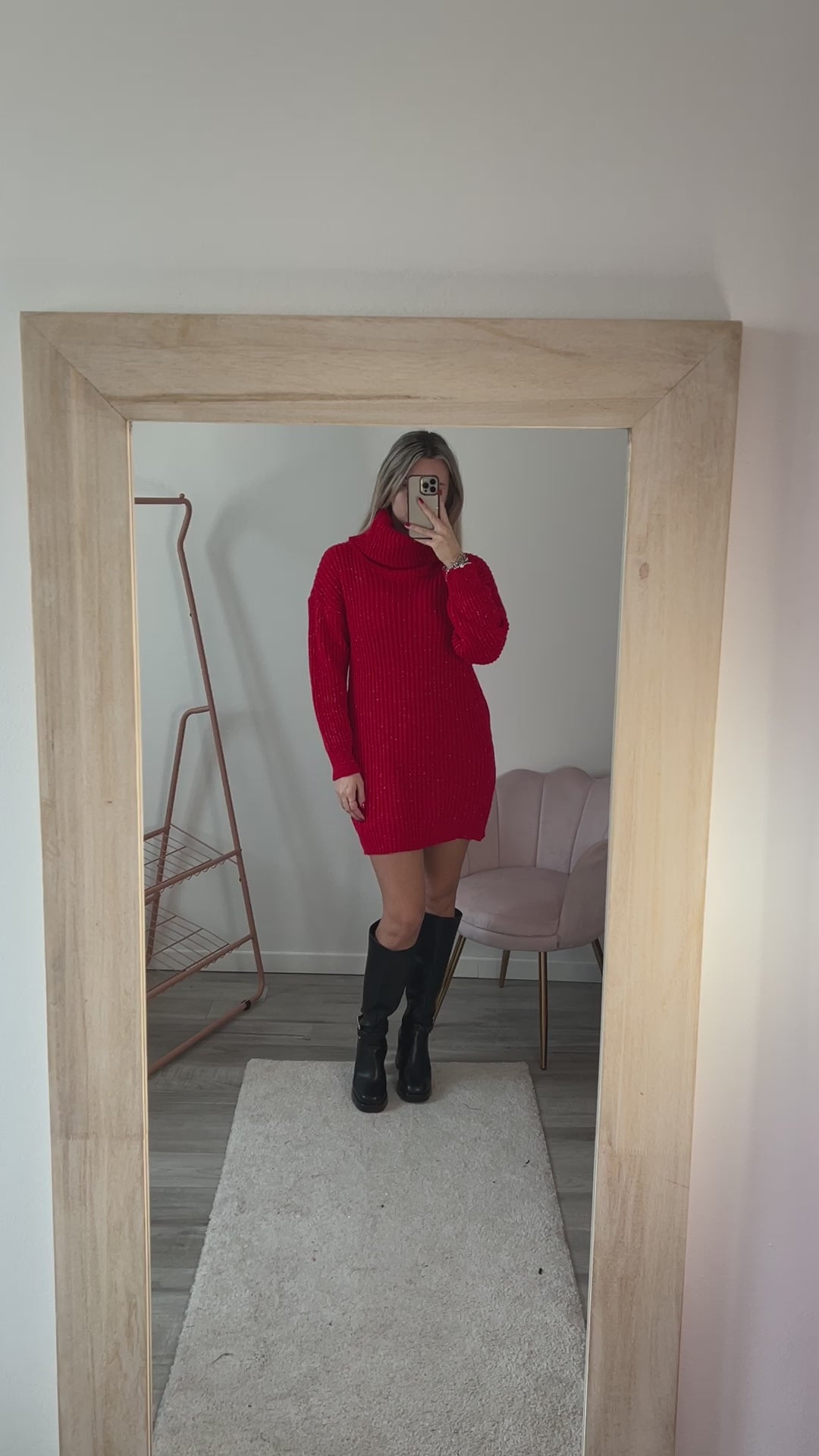 Maxi maglione vestito oversize a collo alto con brillanti - Follie by Alice