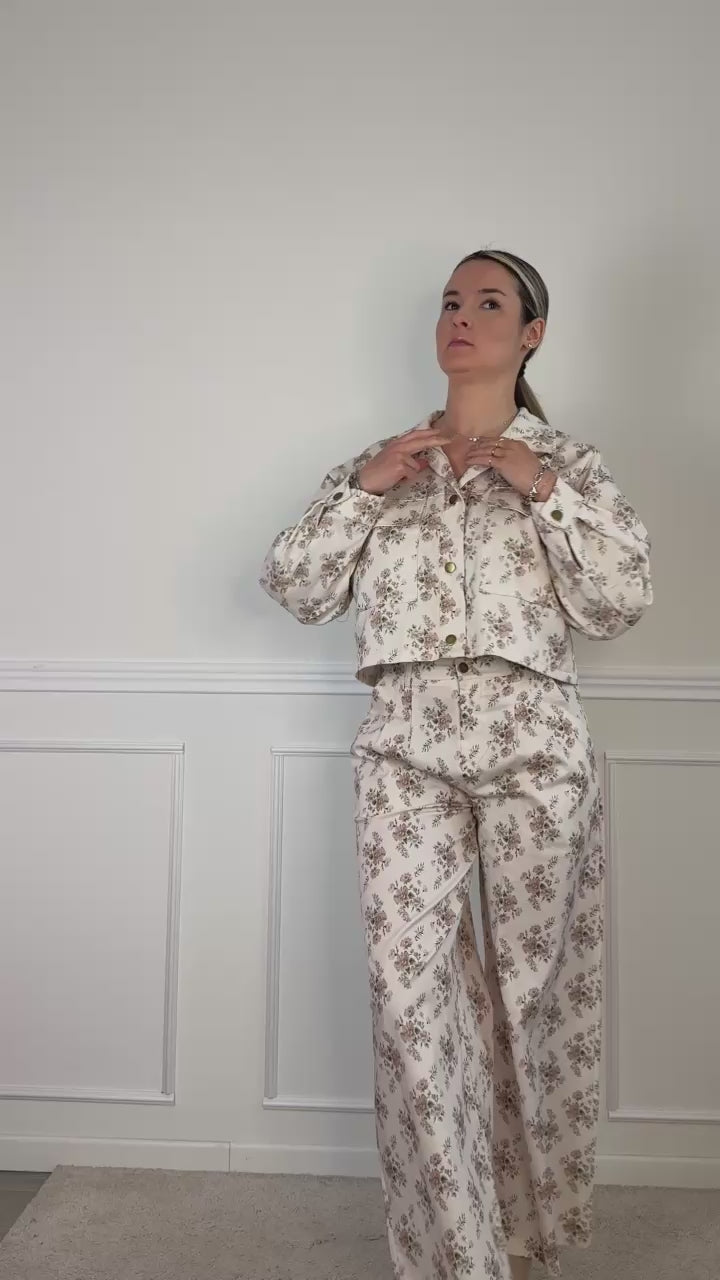 Giubbotto in denim con stampa floreale BLOOM