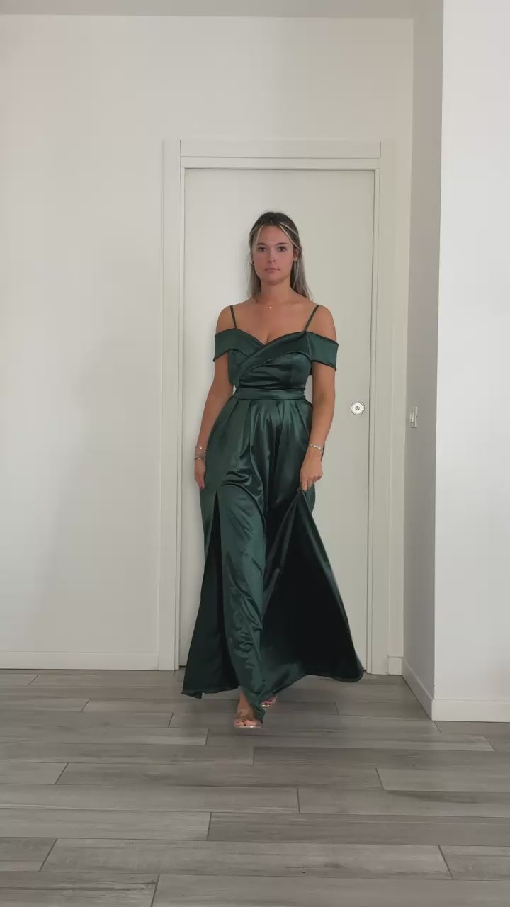 Vestito lungo in raso ELETTRA - Follie by Alice