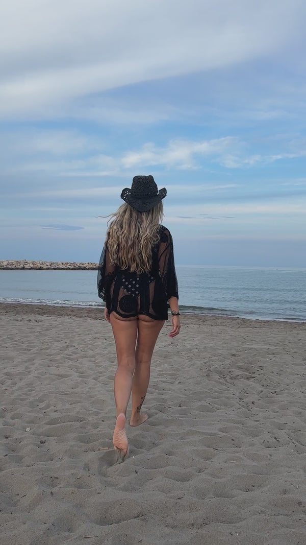 Copricostume con ricami all'uncinetto e maniche ampie - Follie by Alice