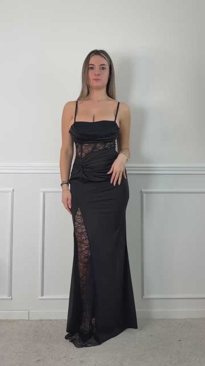 Vestito Diana lungo con corpetto bustier in pizzo