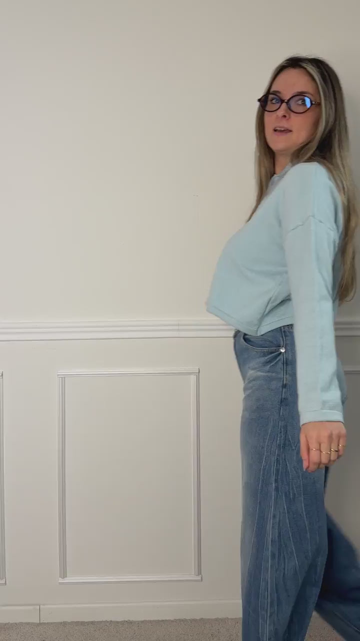 Polo morbida crop a maniche lunghe