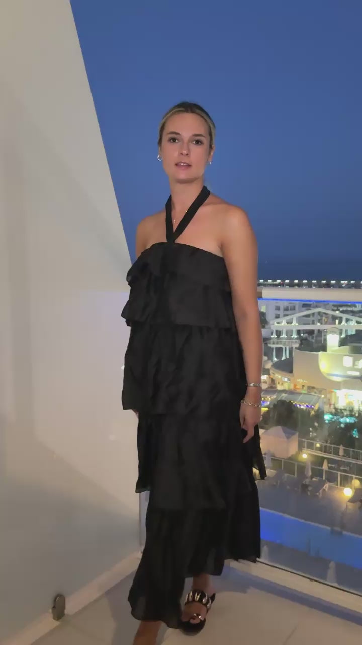 Vestito lungo in chiffon a balze - Follie by Alice