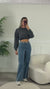 Felpa crop grigia antracite
