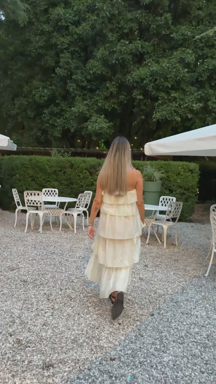 Vestito lungo in chiffon a balze - Follie by Alice