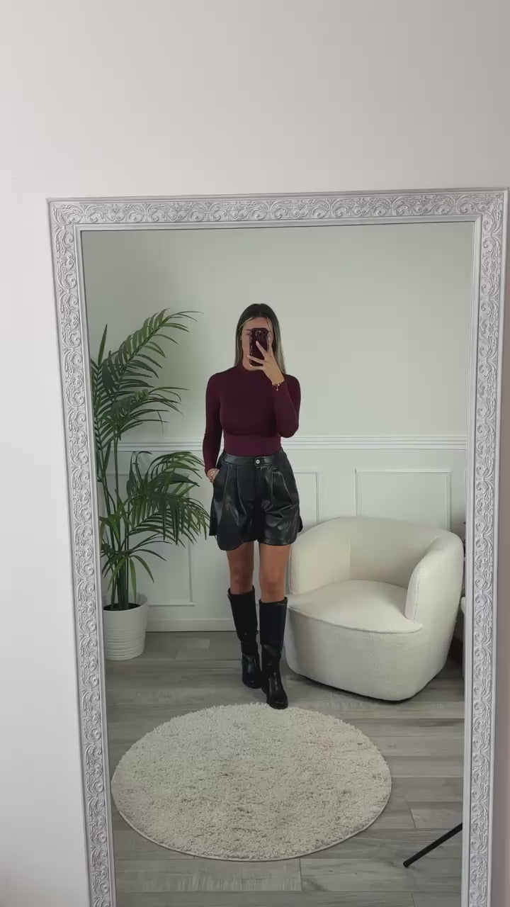 Body a maniche lunghe in satin