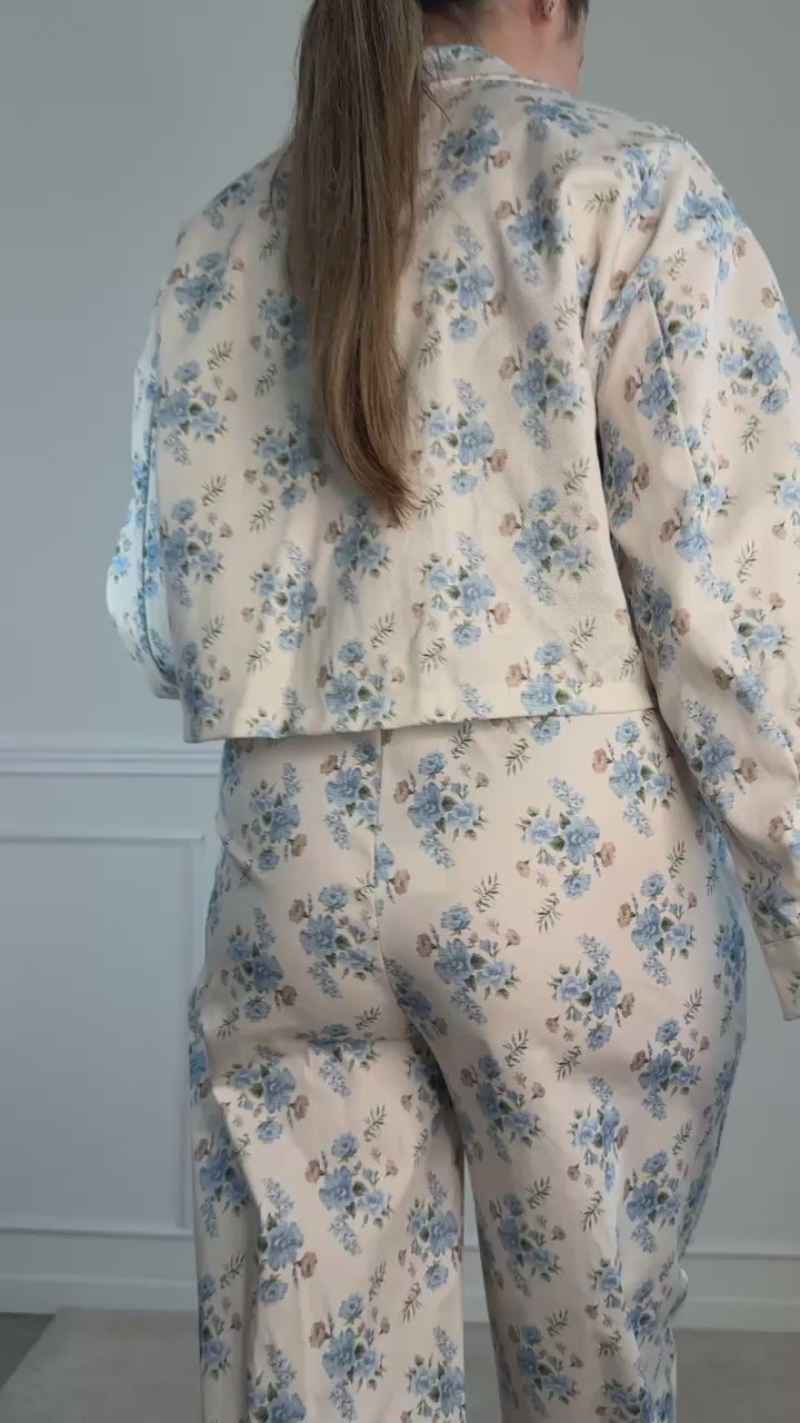 Giubbotto in denim con stampa floreale BLOOM
