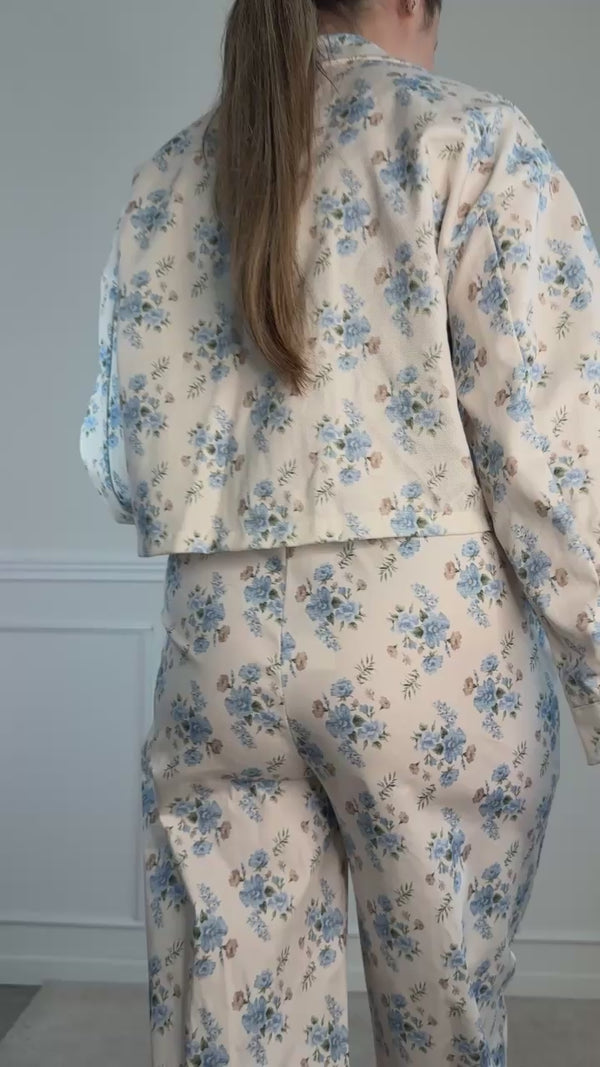 Giubbotto in denim con stampa floreale BLOOM