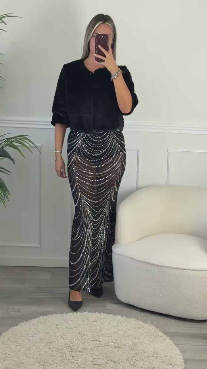 Gonna lunga con strass CASCATA