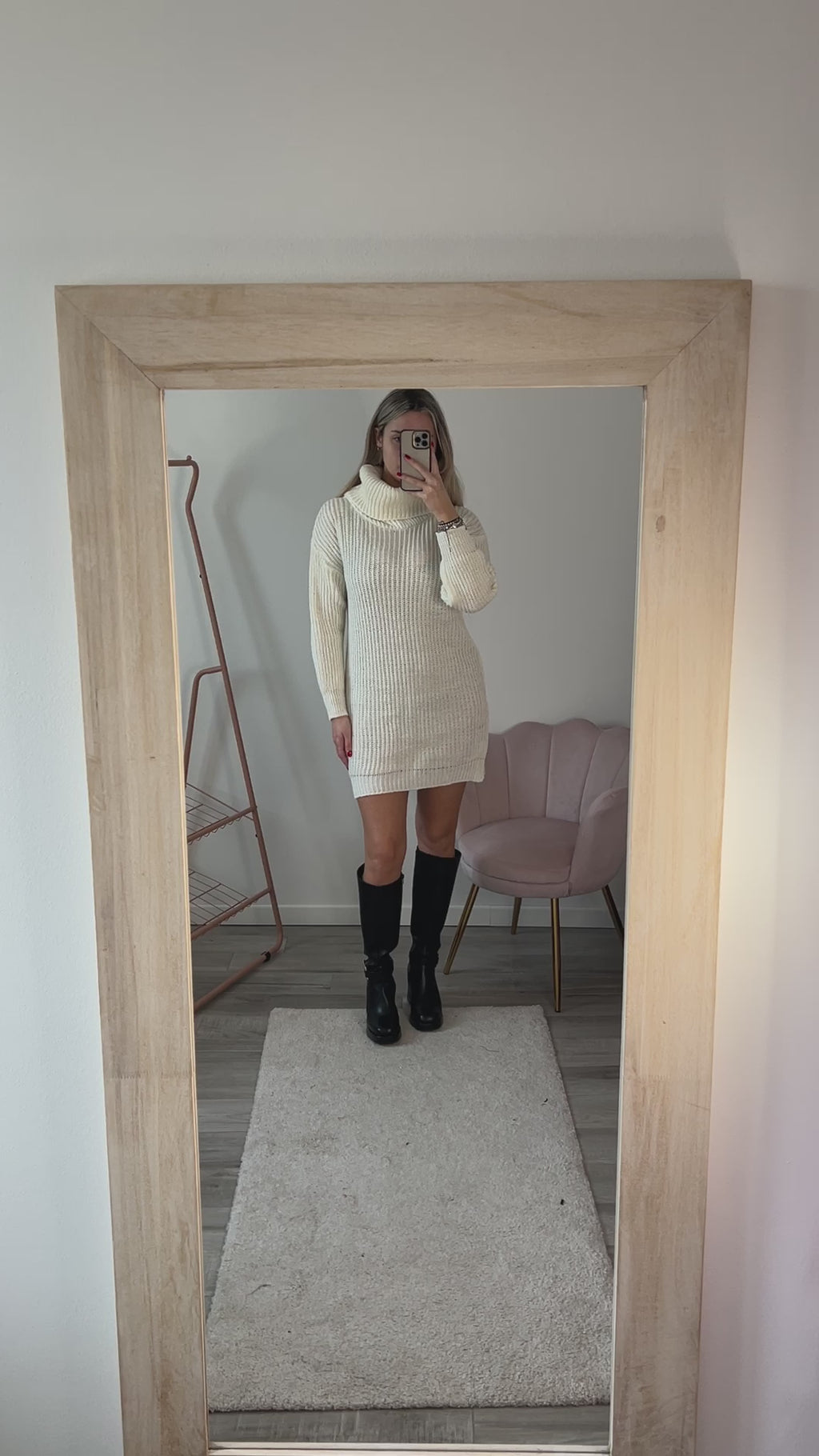 Maxi maglione vestito oversize a collo alto con brillanti - Follie by Alice