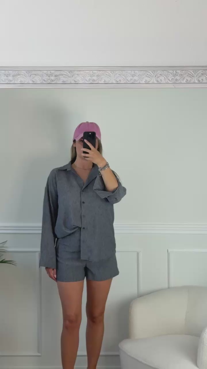 Camicia oversize effetto lino a maniche lunghe - Follie by Alice