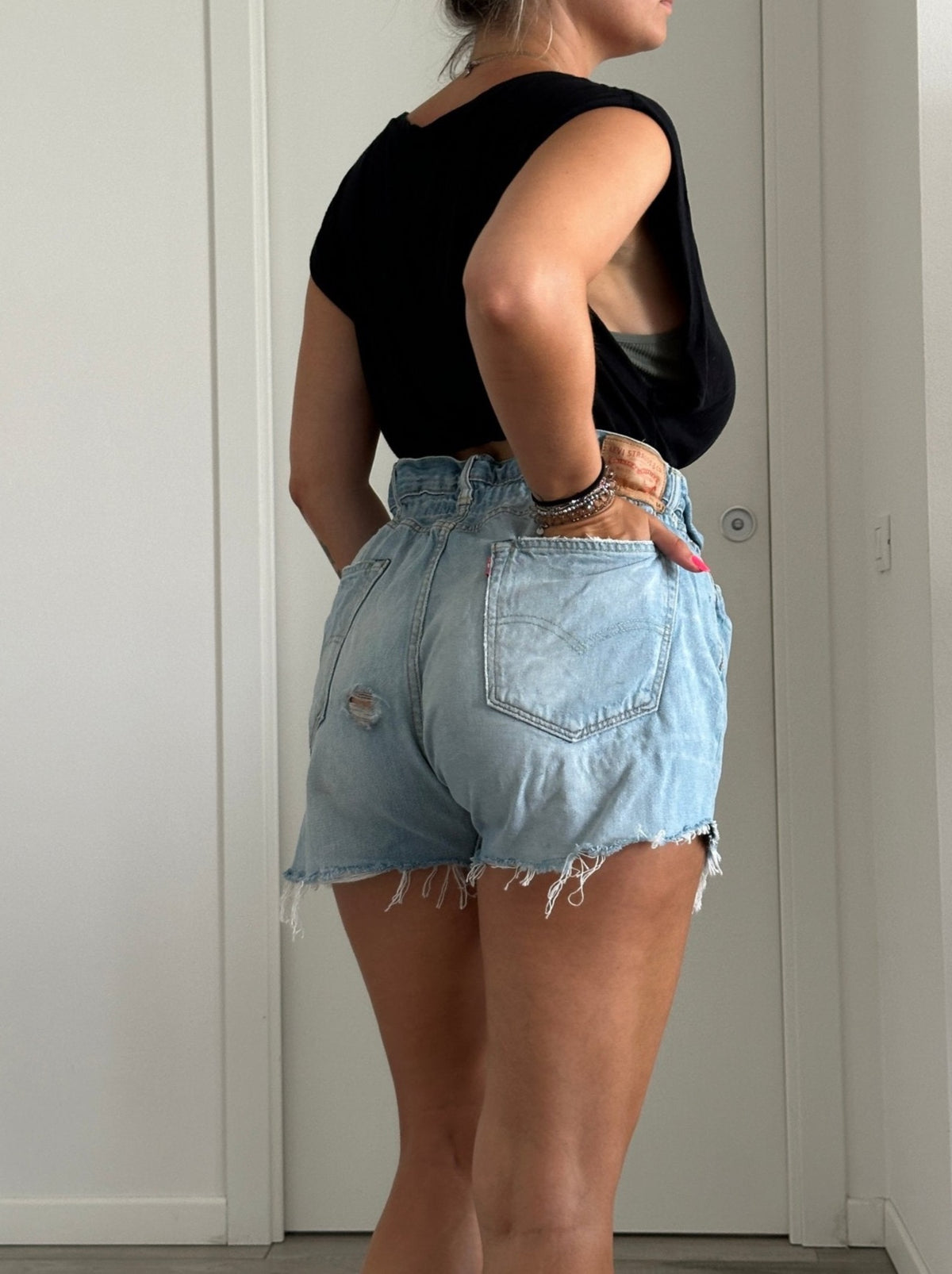 Shorts Levi's Vintage denim sfrangiati a caramella - Follie by Alice