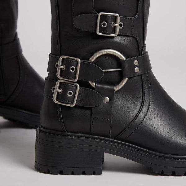 Stivali biker con fibbie sul gambale e suola carrarmato BRONX - Follie by Alice