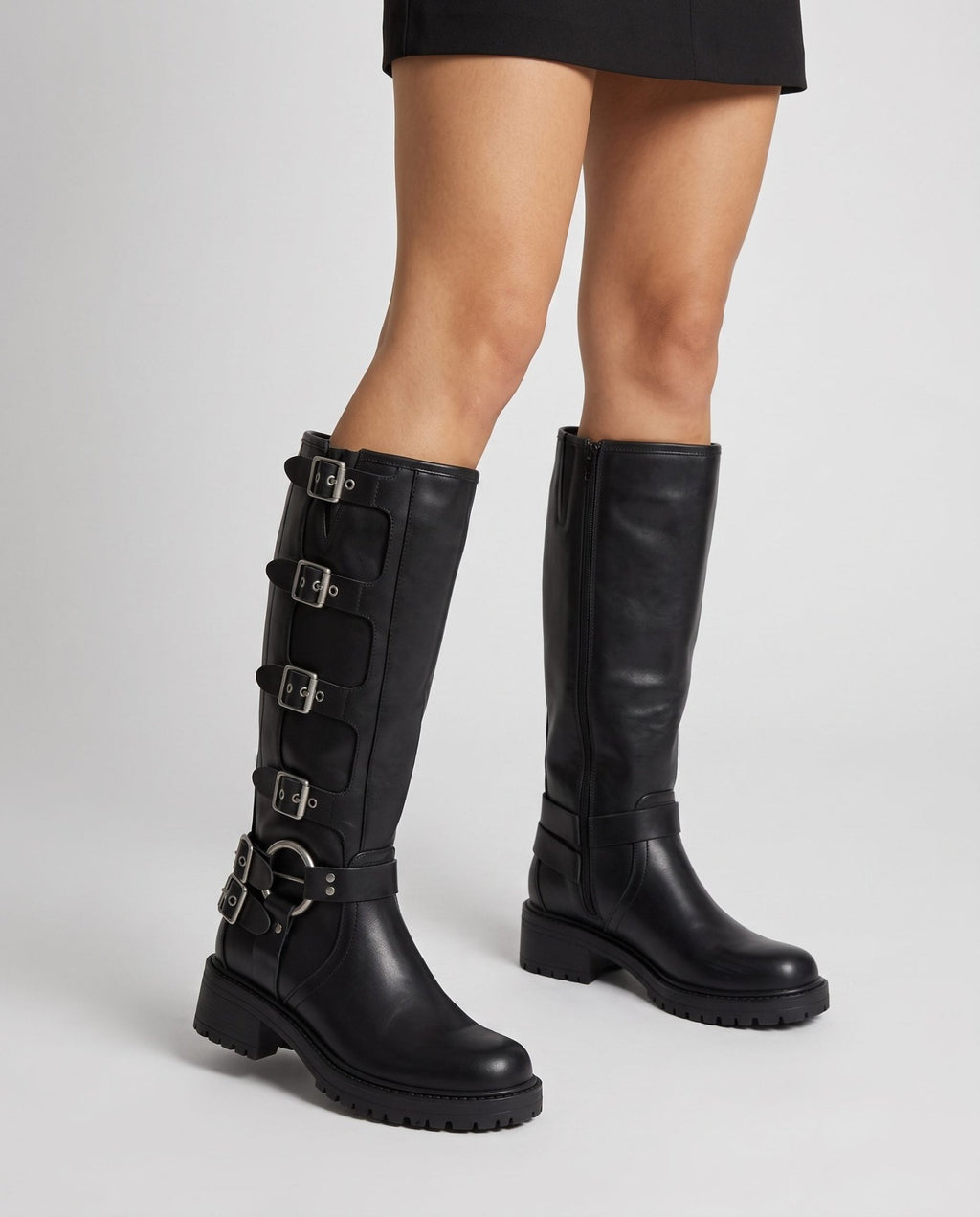Stivali biker con fibbie sul gambale e suola carrarmato BRONX - Follie by Alice