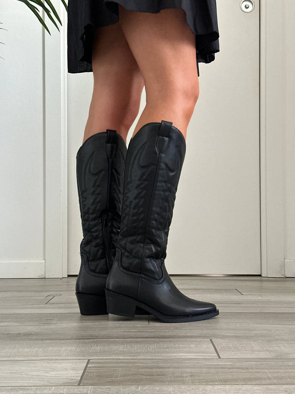 Stivali texani camperos neri con tacco western - Follie by Alice