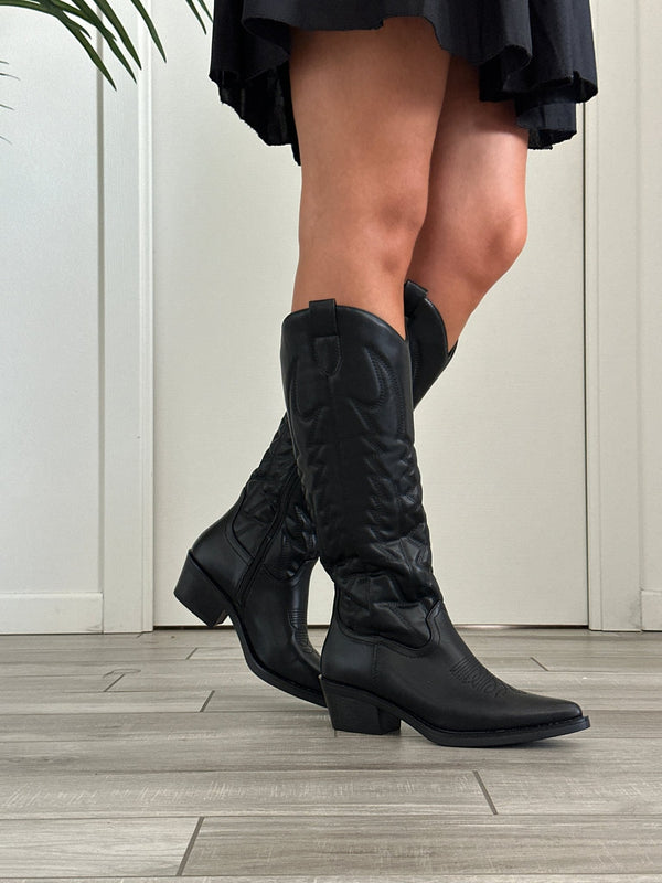 Stivali texani camperos neri con tacco western - Follie by Alice