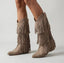 Stivali texani khaki scamosciati con frange - Follie by Alice
