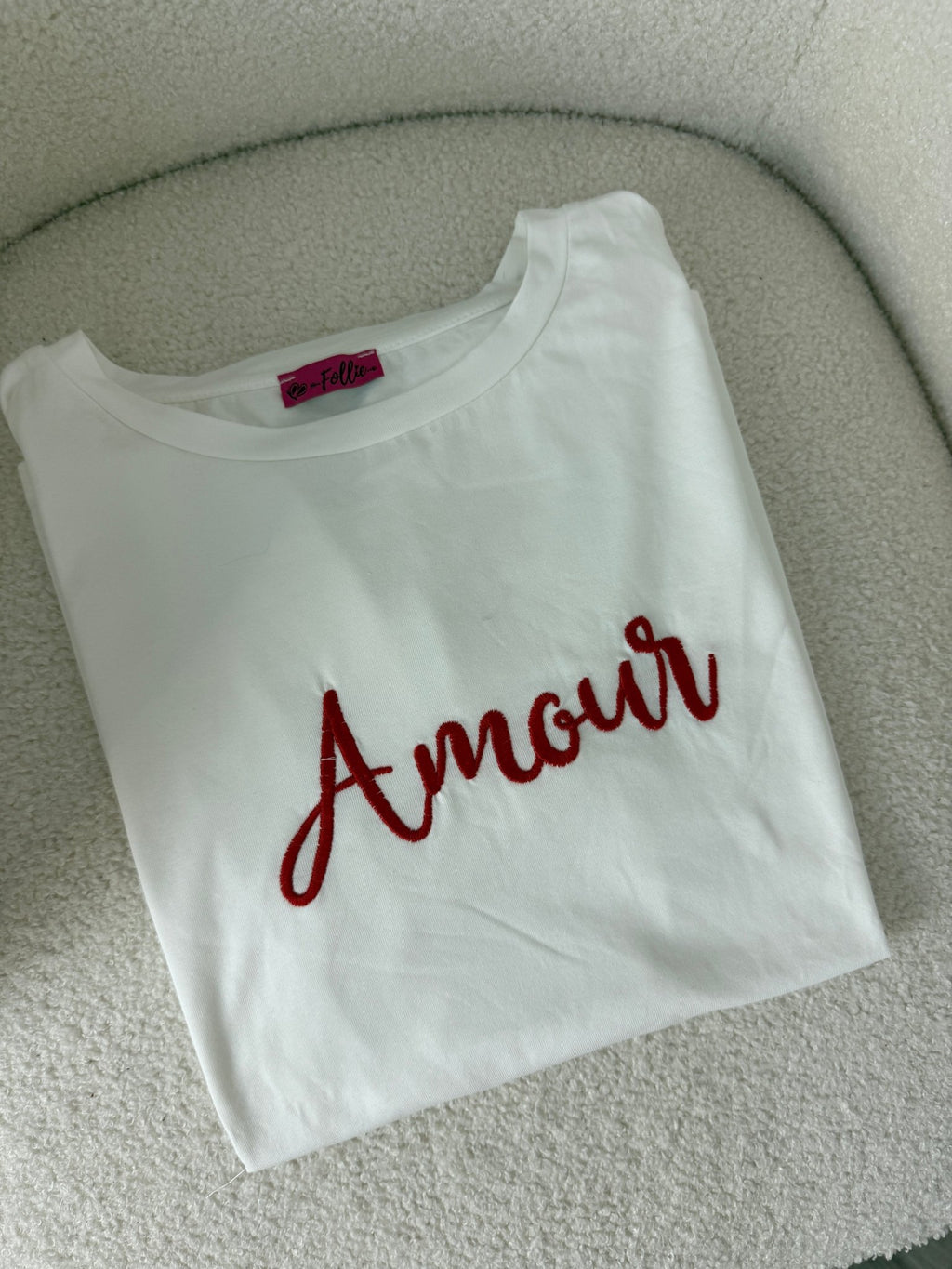 T-shirt bianca con ricamo Amour - Follie by Alice