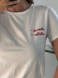 T-shirt bianca con ricamo - Lunedì + Estate