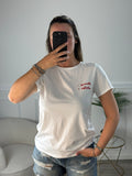 T-shirt bianca con ricamo - Lunedì + Estate