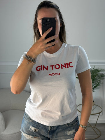 T-shirt bianca con stampa Gin Tonic Mood