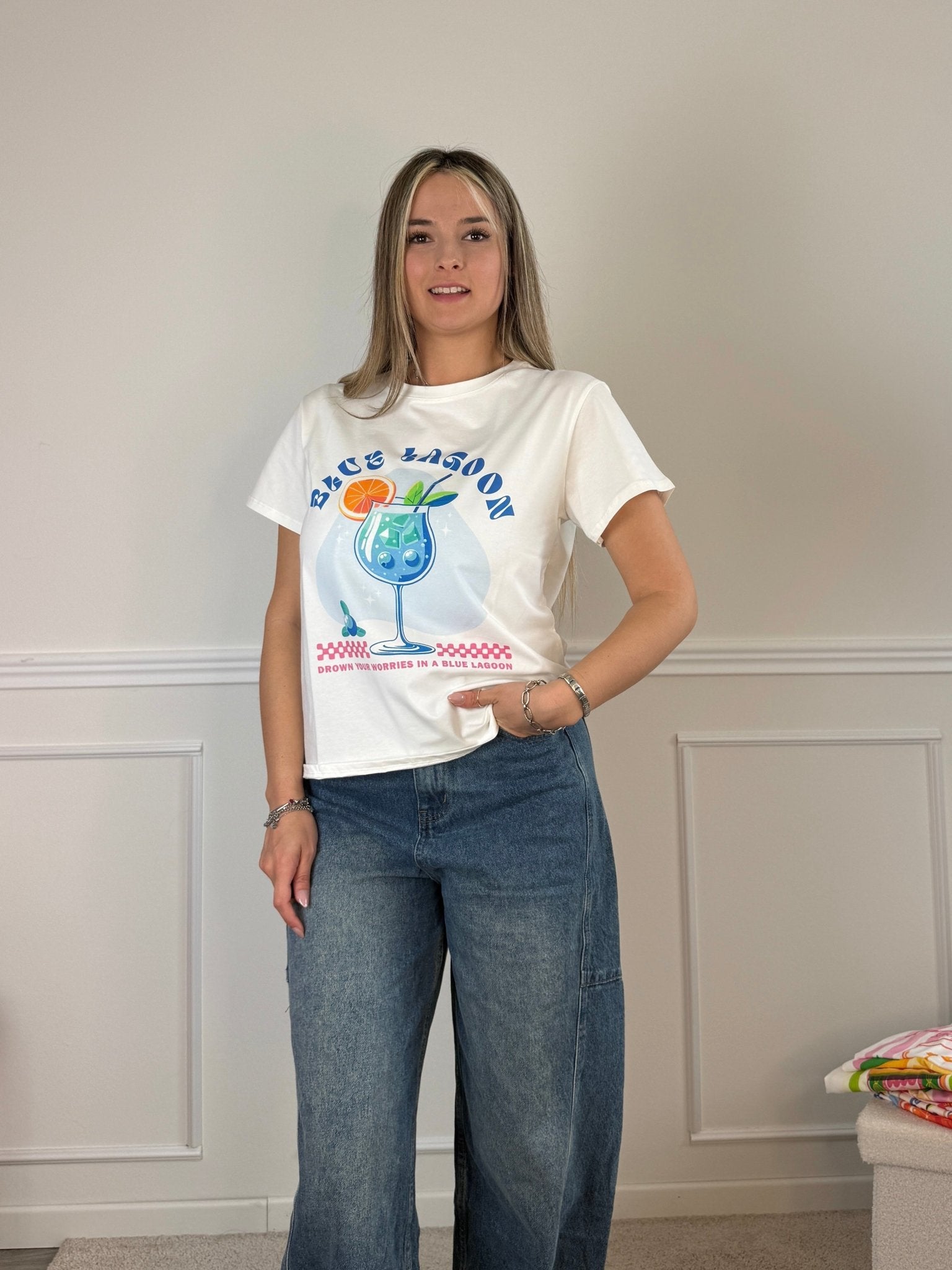 T-shirt con stampa BLUE LAGOON - Follie by Alice