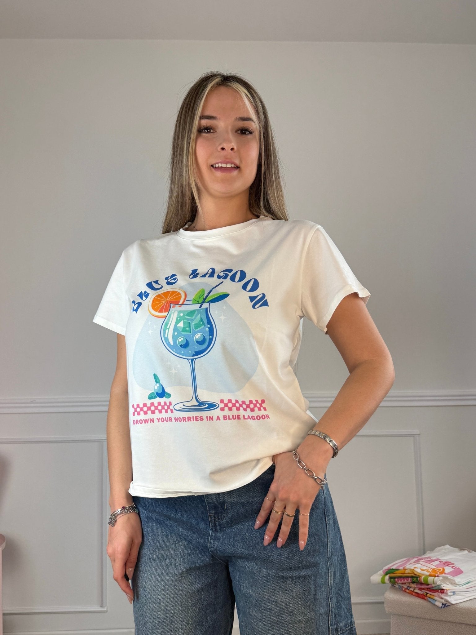 T-shirt con stampa BLUE LAGOON - Follie by Alice