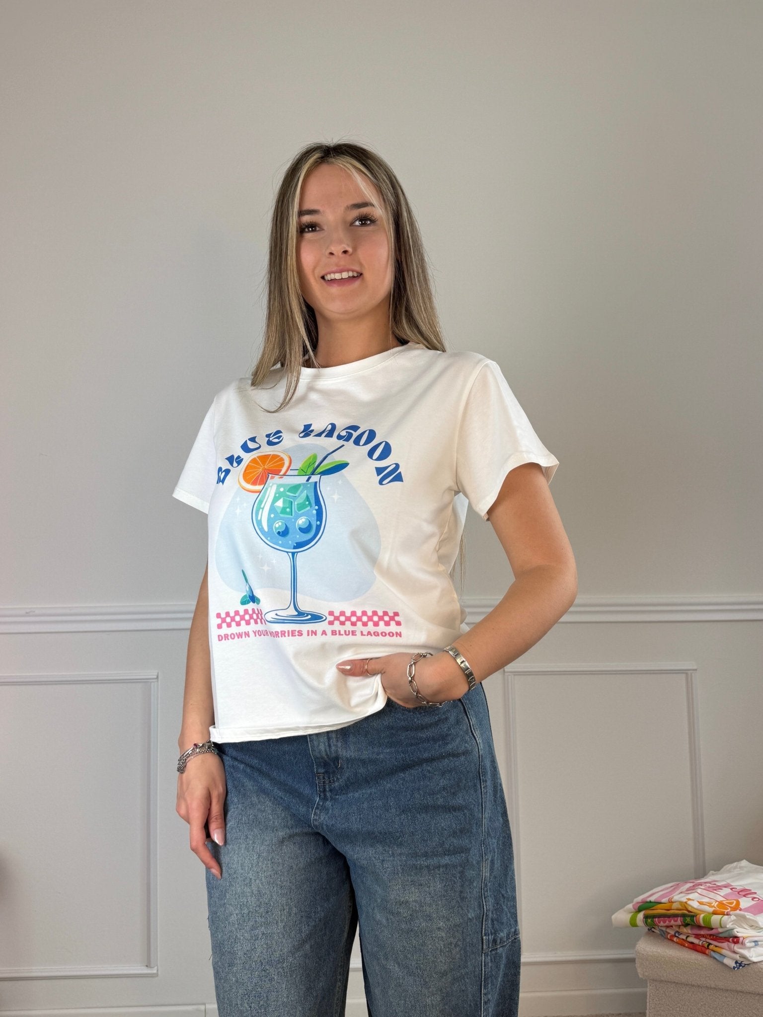 T-shirt con stampa BLUE LAGOON - Follie by Alice