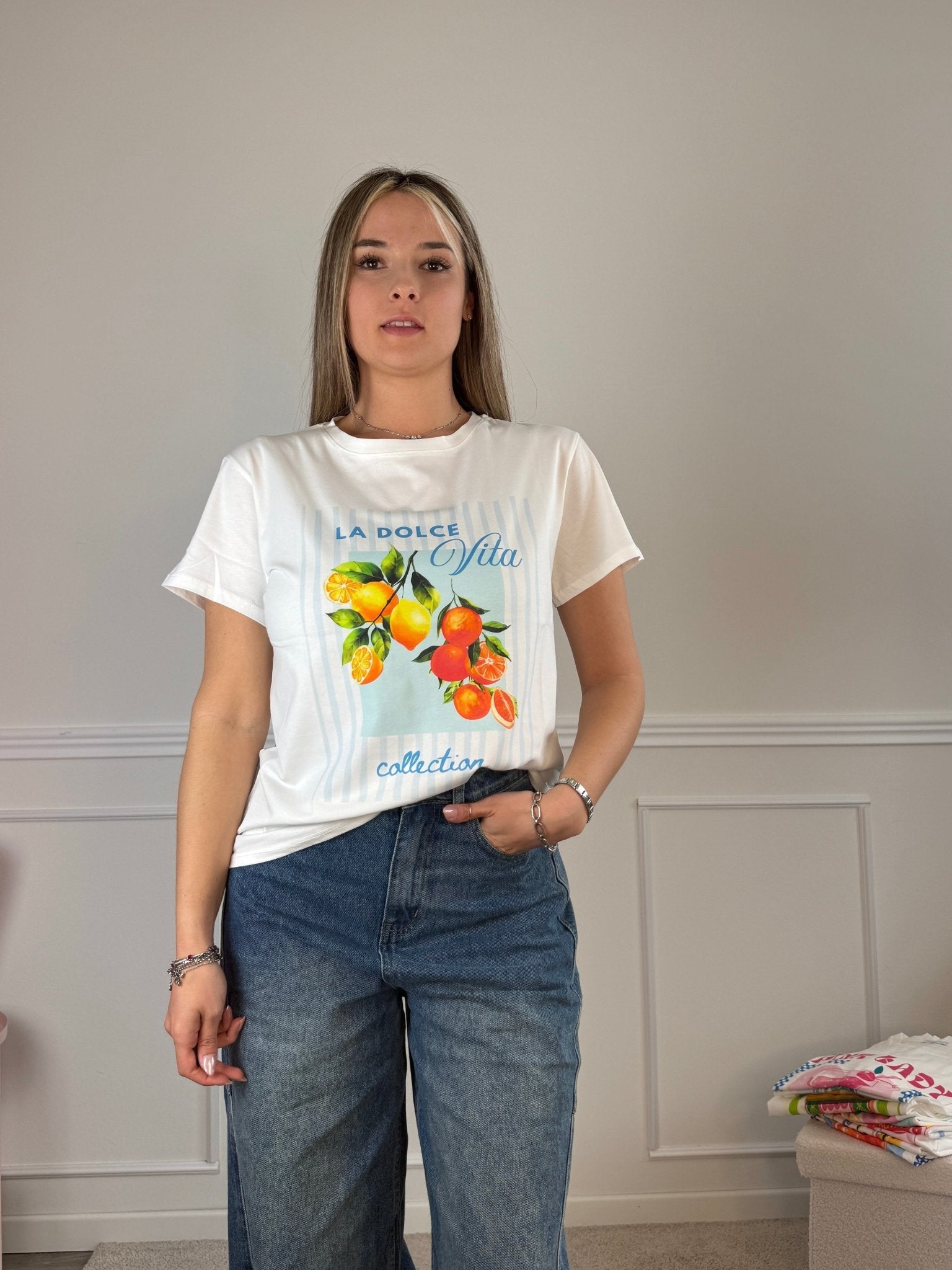 T-shirt con stampa limoni LA DOLCE VITA - Follie by Alice