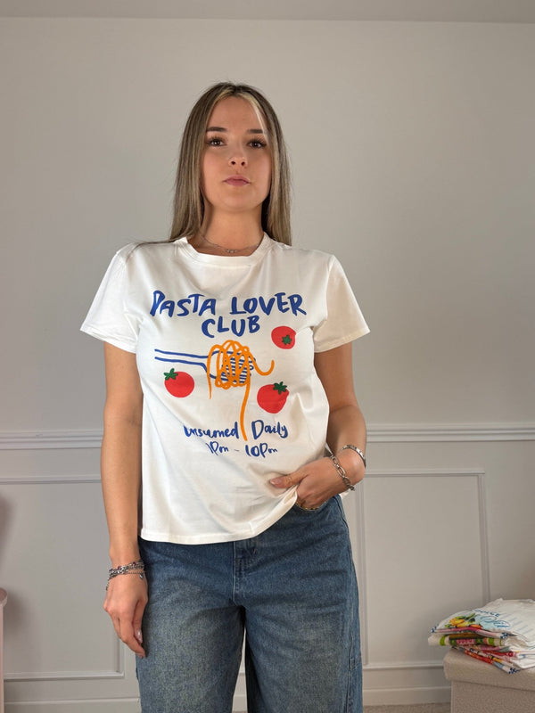 T-shirt con stampa PASTA LOVER CLUB - Follie by Alice