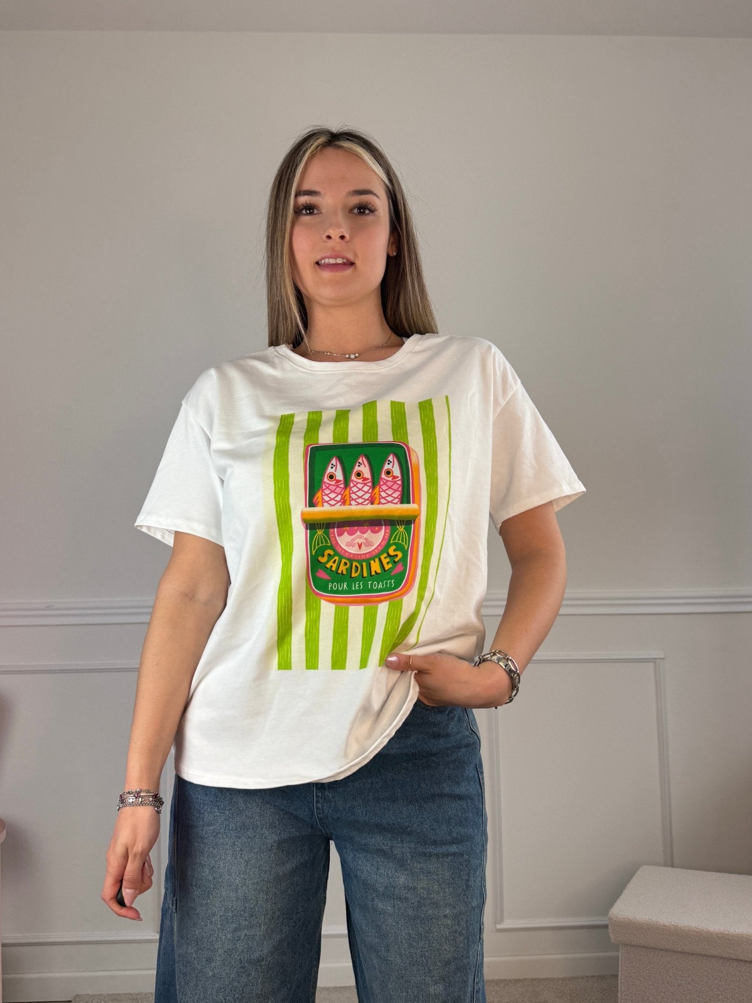 T-shirt oversize con stampa a righe SARDINE - Follie by Alice