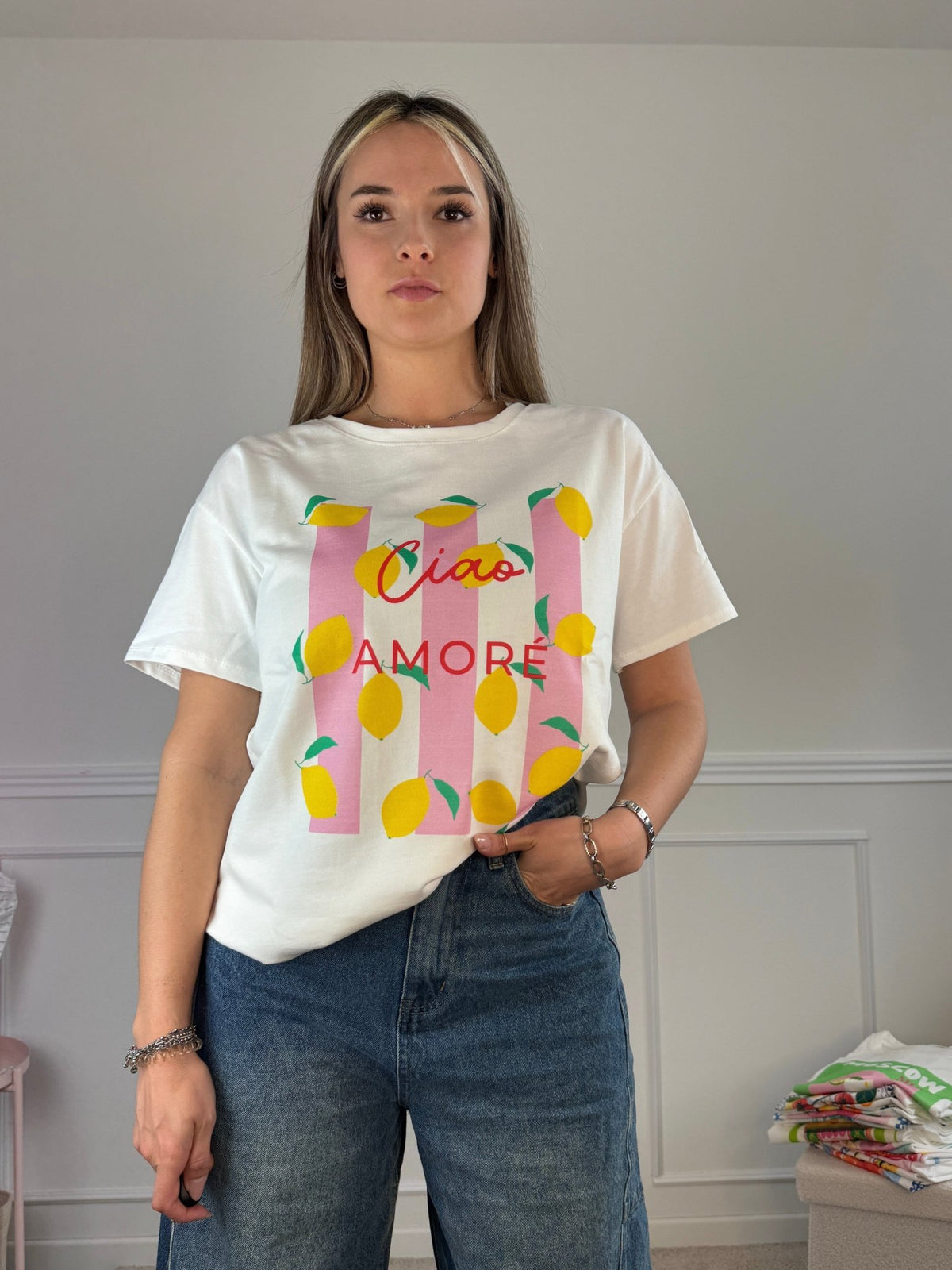 T-shirt oversize con stampa limoni "CIAO AMORE" - Follie by Alice