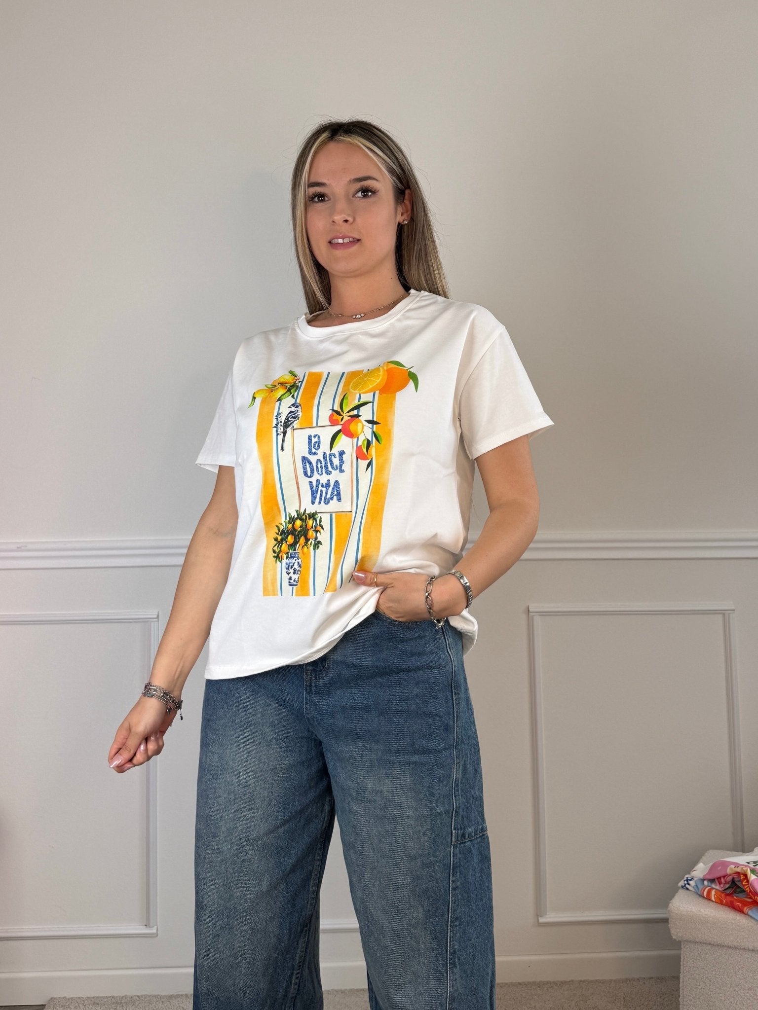 T-shirt oversize con stampa limoni LA DOLCE VITA - Follie by Alice
