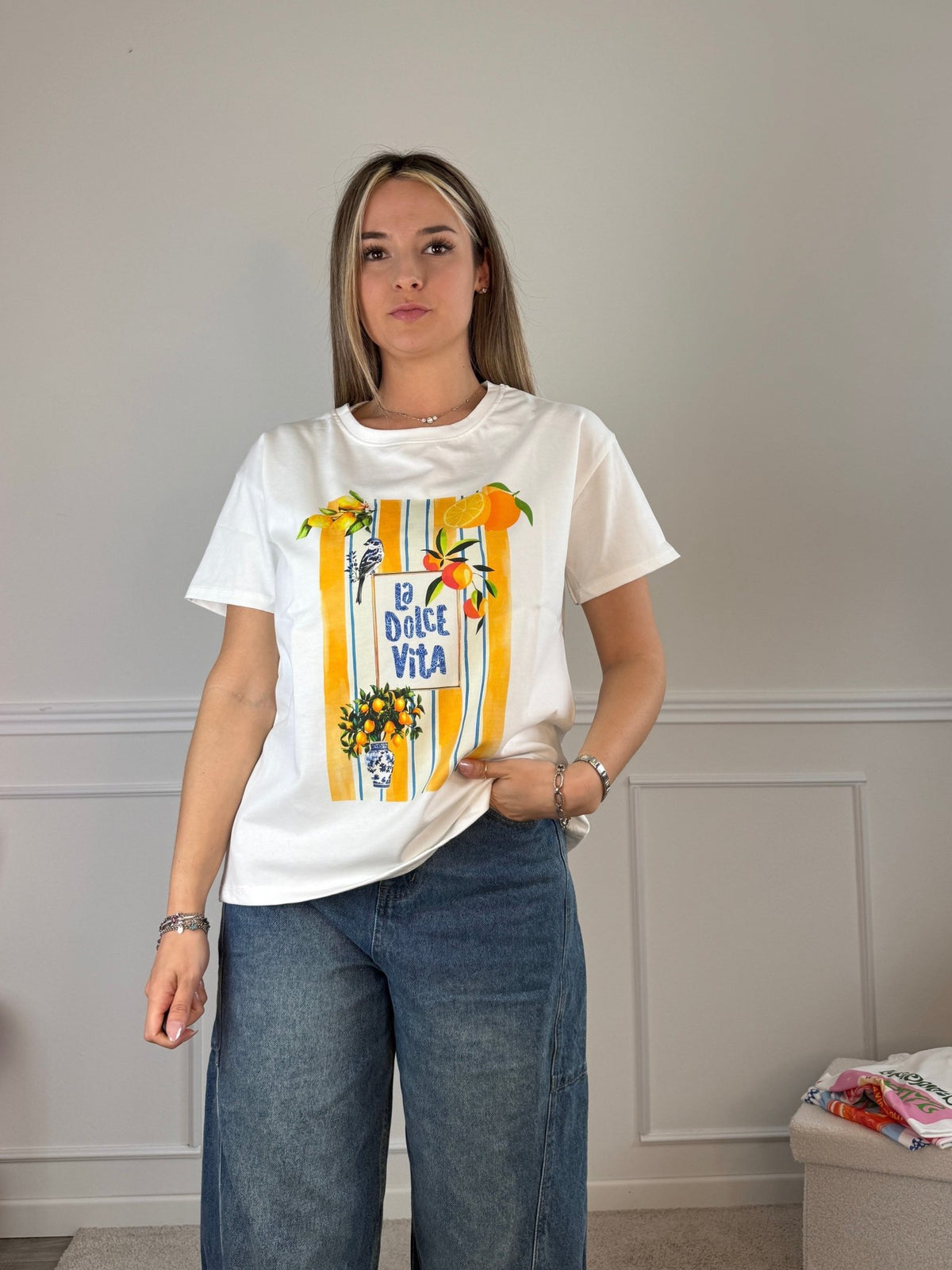 T-shirt oversize con stampa limoni LA DOLCE VITA - Follie by Alice