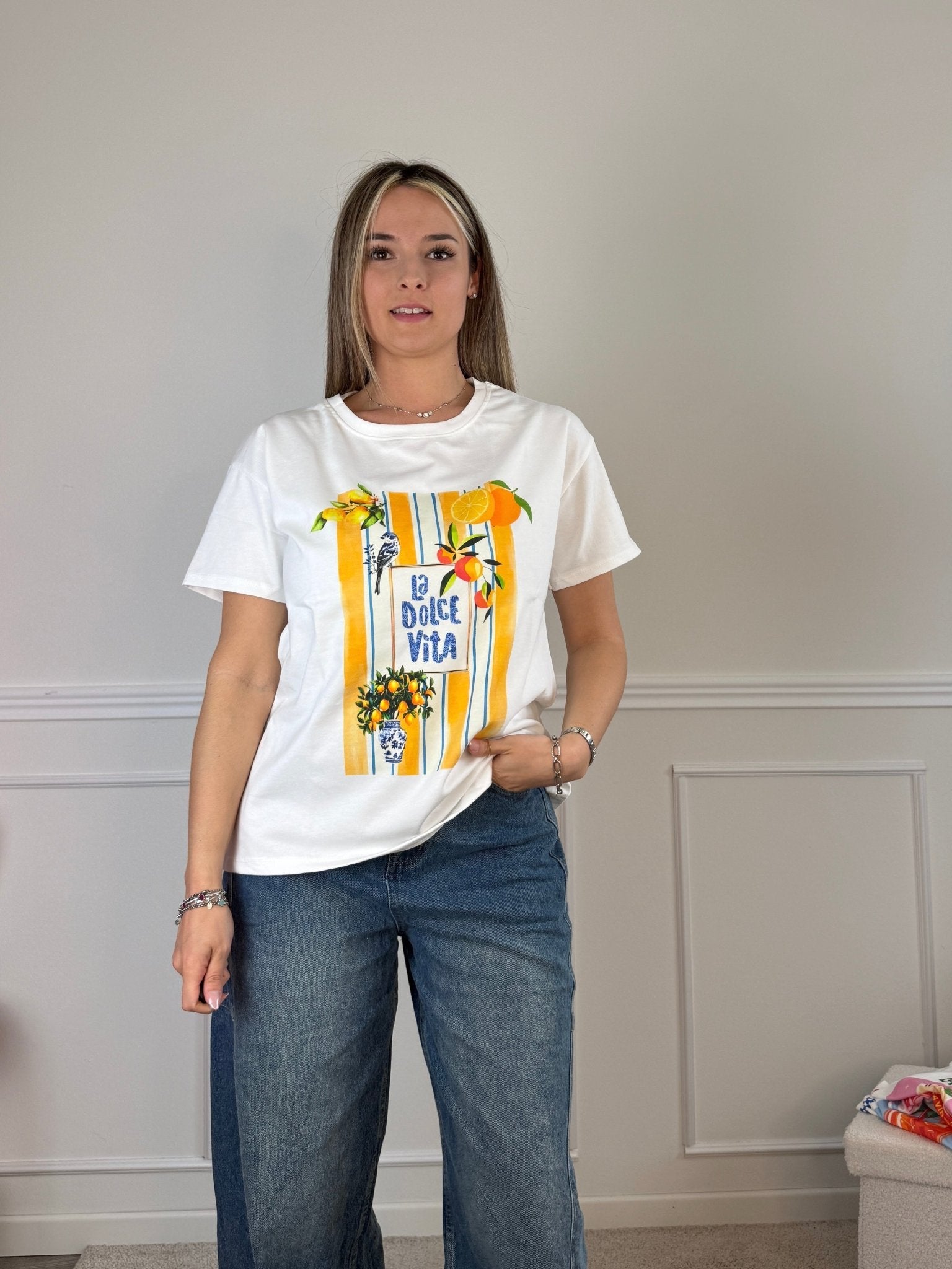 T-shirt oversize con stampa limoni LA DOLCE VITA - Follie by Alice