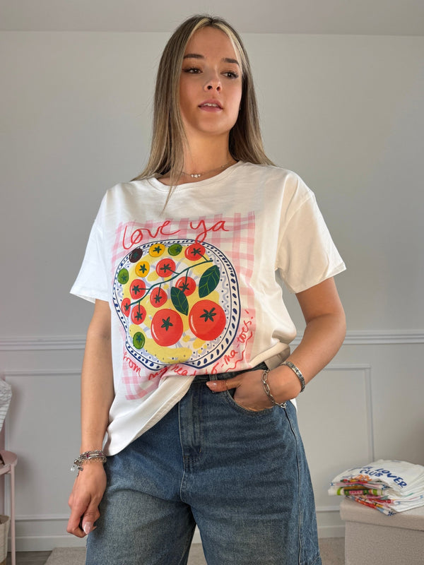 T-shirt oversize con stampa POMODORO - Follie by Alice