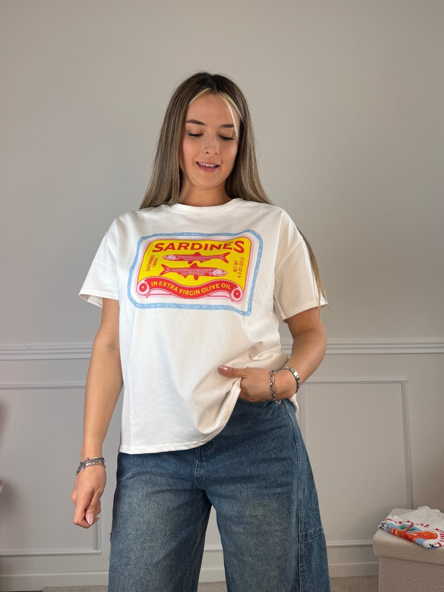T-shirt oversize con stampa SARDINE - Follie by Alice