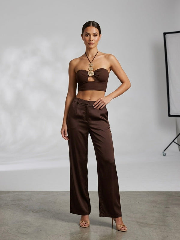 Top a costine con cut - out a goccia e anelli dorati - Follie by Alice