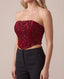Top bustier a fascia in velluto con paillettes e bande verticali - Follie by Alice