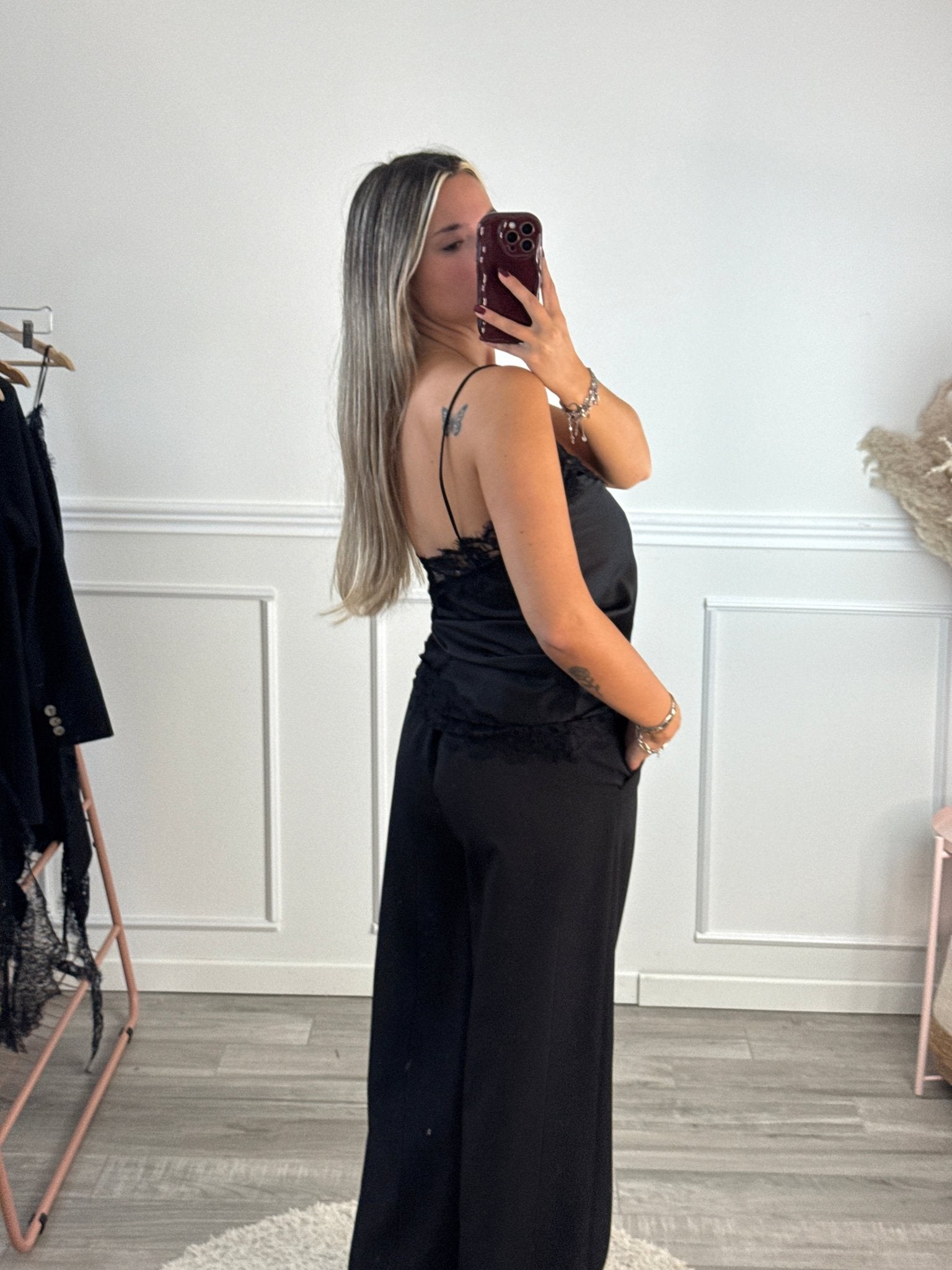 Top canotta in satin con ricami in pizzo - Follie by Alice