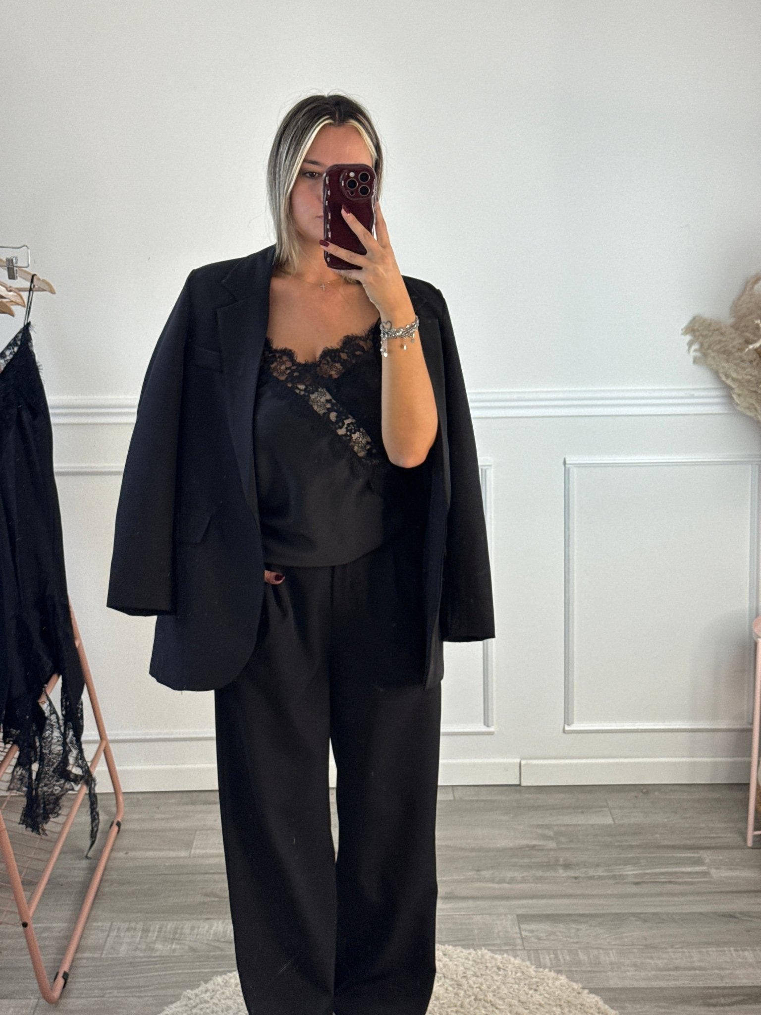 Top canotta in satin con ricami in pizzo - Follie by Alice